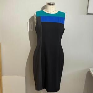Calvin‎ Klein Colourblock Shift Sleeveless Dress Office Women's Size 10